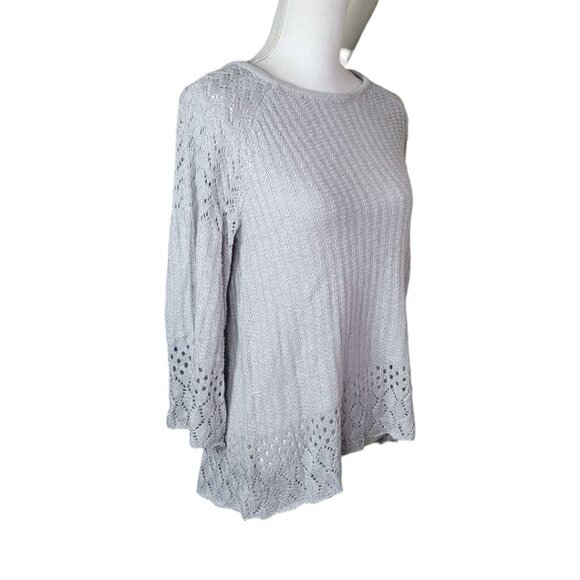 LC Lauren Conrad Sweater Knit Gray Silver Womens Small Pullover - Picture 4 of 10